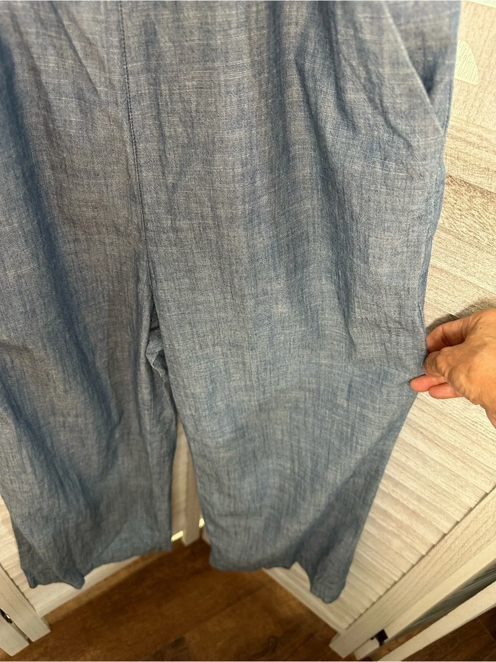 J. Crew Light Blue Chambray Wide-Leg Jumpsuit
